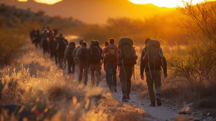 Foto op Plexiglas Crowd of illegal migrants in Texas © sonatik