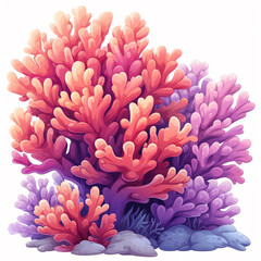 coral, cartoon style, white background