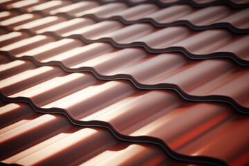 House reconstruction close up with new red tile roof with rain drops .Generative Ai.