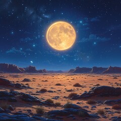 Moonlit Night in the Desert A Stunning Nighttime Scene Generative AI