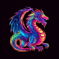Neon Dragon Illustration