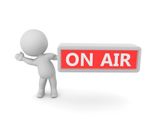 3D Character waving from behind on air sign