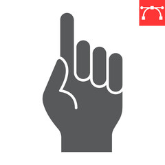 One finger up glyph icon, Ramadan and gesture, Allah is one vector icon, vector graphics, editable stroke solid sign, eps 10.