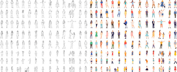 collection of people in flat style vector - obrazy, fototapety, plakaty