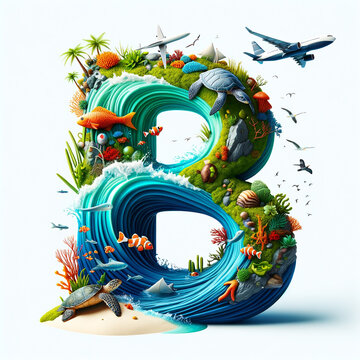 letter alphabet B island beautiful travelling by Digital imaging design 3
