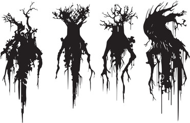 Fototapeta na wymiar Set Trees. Hand drawn vector illustration 