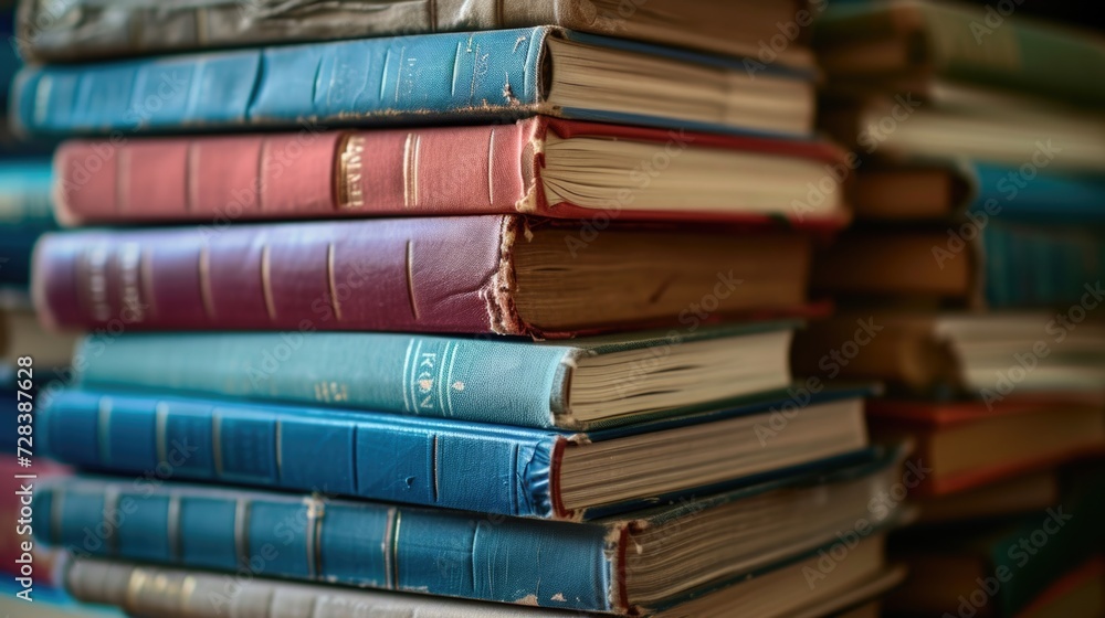 Poster a stack of books sitting on top of each other. perfect for educational and library-themed designs