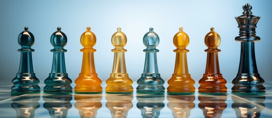 Chess on a chessboard, business concept of success and leadership