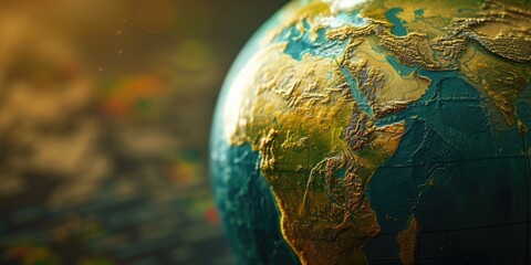 A close-up view of a globe sitting on a table. Suitable for educational or travel-related content