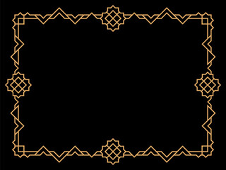 Art deco frame. Vintage linear border. Design a template for invitations, leaflets and greeting cards. Geometric golden frame. The style of the 1920s - 1930s. Vector illustration