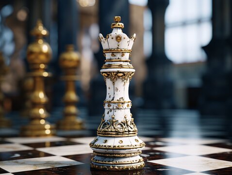 Chess on a chessboard, business concept of success and leadership