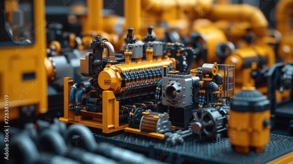 Aufkleber A detailed close-up view of a machine placed on a table. This image can be used for various purposes