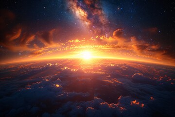 Fototapeta na wymiar Glowing Sunset Over the Earth Generative AI