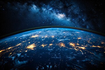 Glowing Earth A Stellar Nighttime View Generative AI