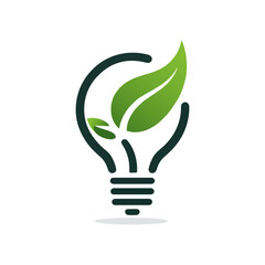 eco light bulb logo, green energy concept logo