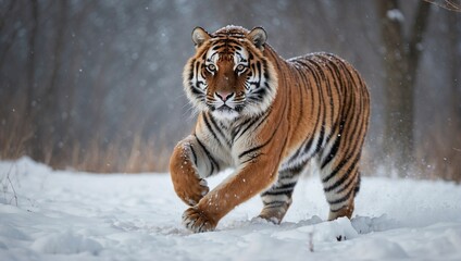 Fototapeta na wymiar Tiger in wild winter nature