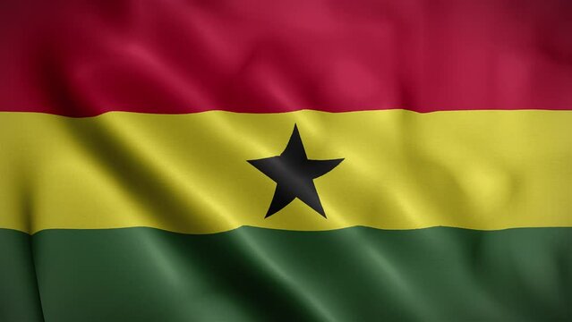 Ghana waving flag, Flag of Ghana Animation, Ghanaian Flag Closeup, 4k Ghanaian Flag Waving Animation