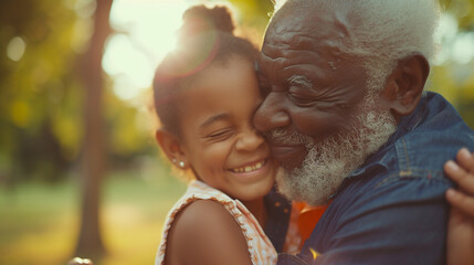 Grandfather and granddaughter.  - obrazy, fototapety, plakaty