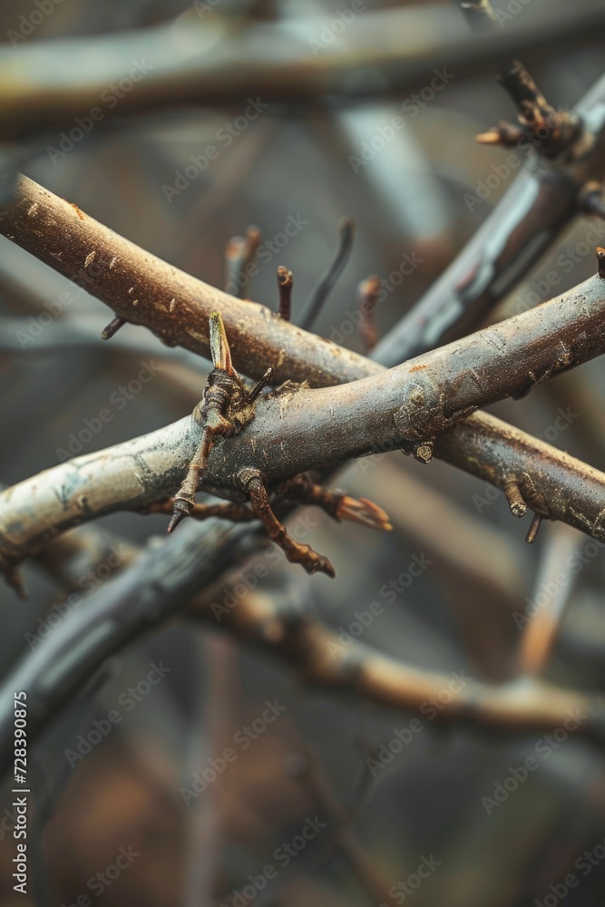 Poster A detailed view of a single branch from a tree. Suitable for various uses