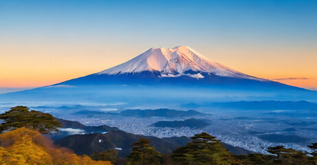 Fototapeta premium Fuji mountain in winter ,Ai generative.