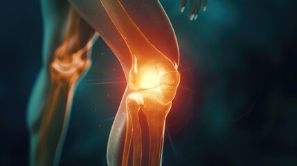 A close-up view of a person with a knee injury. This image can be used to depict pain, injury, sports injuries, healthcare, or physical therapy