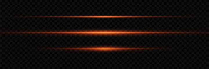 Light red flash of light. Laser highlight line. On a transparent background. - obrazy, fototapety, plakaty
