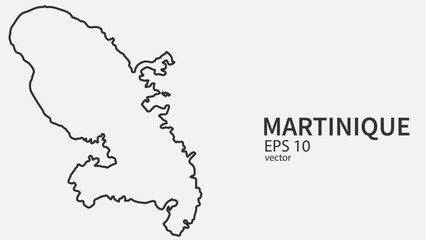 Vector line map of Martinique. Vector design isolated on white background.	
