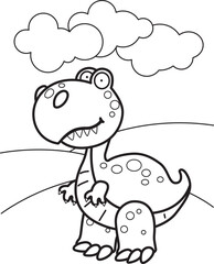 Cute and Funny Dinosaur Tryannosaurus Trex Animal Cartoon Coloring Activity for Kids and Adult