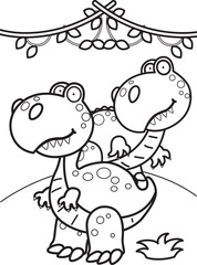 Cute and Funny Dinosaur Tryannosaurus Trex Animal Cartoon Coloring Activity for Kids and Adult