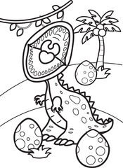 Naklejka premium Cute and Funny Dinosaur Tryannosaurus Trex Animal Cartoon Coloring Activity for Kids and Adult