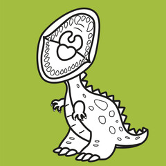 Cute Tryannosaurus Dinosaur Trex Cartoon Digital Stamp Outline