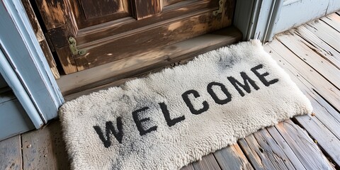 fleece rug that says WELCOME