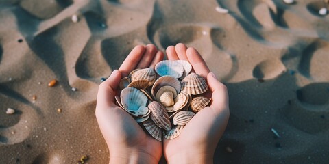 hands holds sea shells
