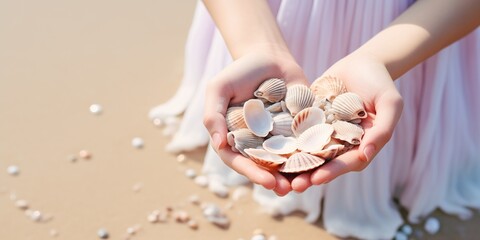hands holds sea shells