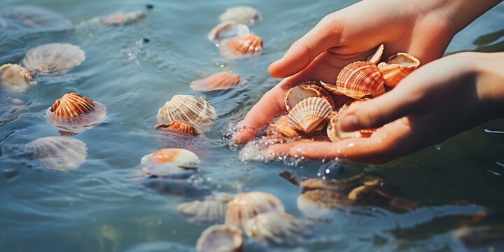 hands holds shells