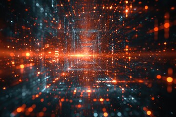 Obraz premium Abstract futuristic background Data Transfer. technology concept. Futuristic cyberspace background. Generative AI