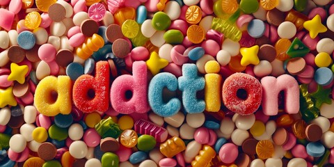 Fototapeta na wymiar Addiction to sugar and sweets