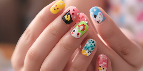 manicure your nails with cute baby art, fun , beautify, beauty saloon , website to visit , enhance hand beauty pedicure ,

