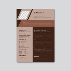 Modern Resume or CV template design with photo space