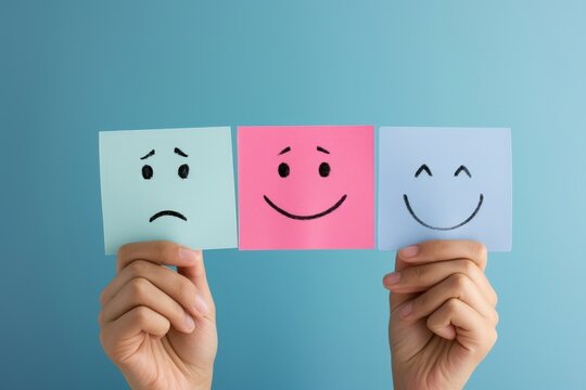 Positive Psychology Emoji client satisfaction Smiley, Icon Illustration customer rating. Smiling cartoon gut reaction. Big grin caress happy smile. action stress management