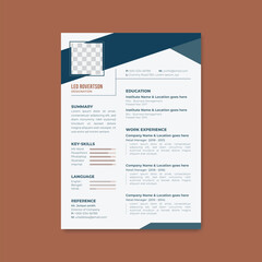 Modern Resume or CV template design with photo space
