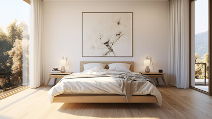 Fototapeta na wymiar Bedroom design with decorated walls