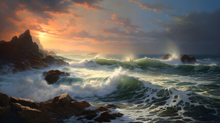 sunset over the ocean,,
sunset over the sea - obrazy, fototapety, plakaty