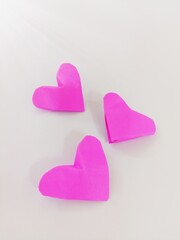 Pink paper hearts valentines day