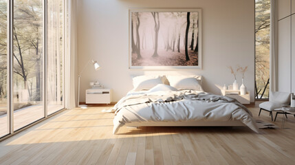 Bedroom design with decorated walls
