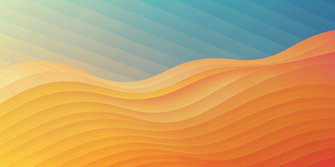 Orange Desert Waves at Sunset: An abstract landscape of sandy dunes under a hot - obrazy, fototapety, plakaty