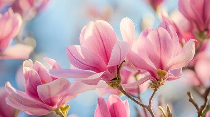 Beautiful magnolia tree blossoms in springtime.