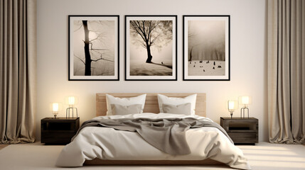 Bedroom design with decorated walls