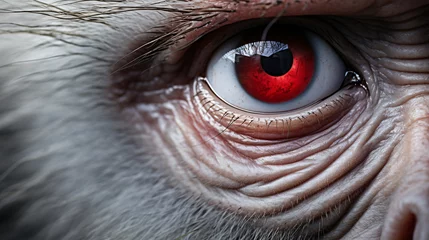Zelfklevend Fotobehang close up shot of an eye, of a monkey with red eyes © Possibility Pages
