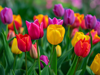 Fototapeta premium beauty tulip flower vibrant colorful flora